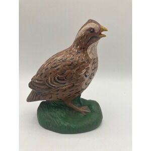 Vintage 1981 Quail Bird Figurine  Brown/Green Collectible‎ Hobbyist Piece 5.75"